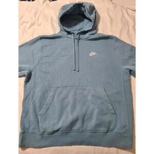 Nike Sweatershirt Hoodie Mens Sz Large Blue Pullover White Swoosh Athleisure EUC